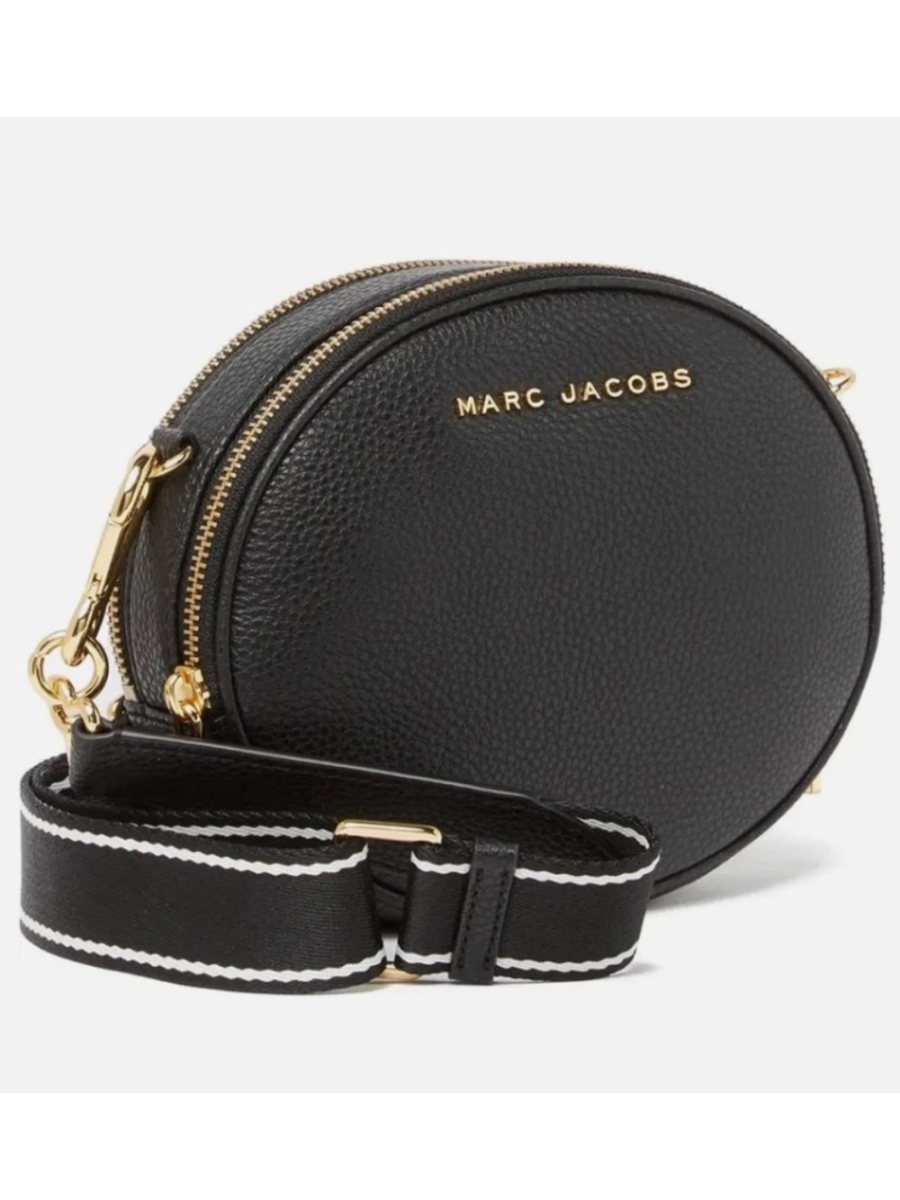 Marc Jacobs Black Pebbled Leather Round Crossbody with Gold Hardware - Picture 2 of 4